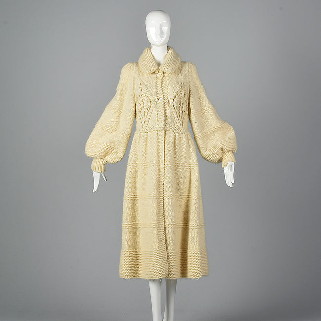 1970s Elizabeth Arden Chunky Knit Sweater Coat