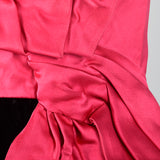 1960s Black Velvet Dress with Pink Cummerbund Waist
