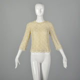 XXS 1960s Ivory Beaded Blouse
