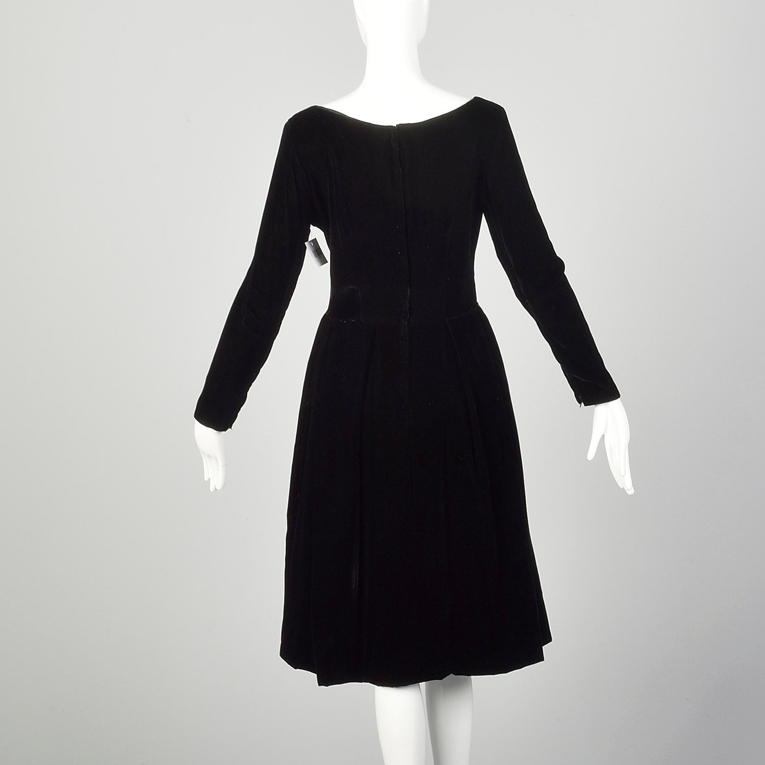 50s Cocktail Dress Size M Black Velvet and Rhinestone 