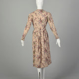 Medium 1990s Laura Ashley Dress Floral Wool Cotton Blend Long Sleeve Autumn