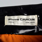 1960s Pierre Cardin Space Age Mod Orange Mohair and Black Vinyl Mini Skirt