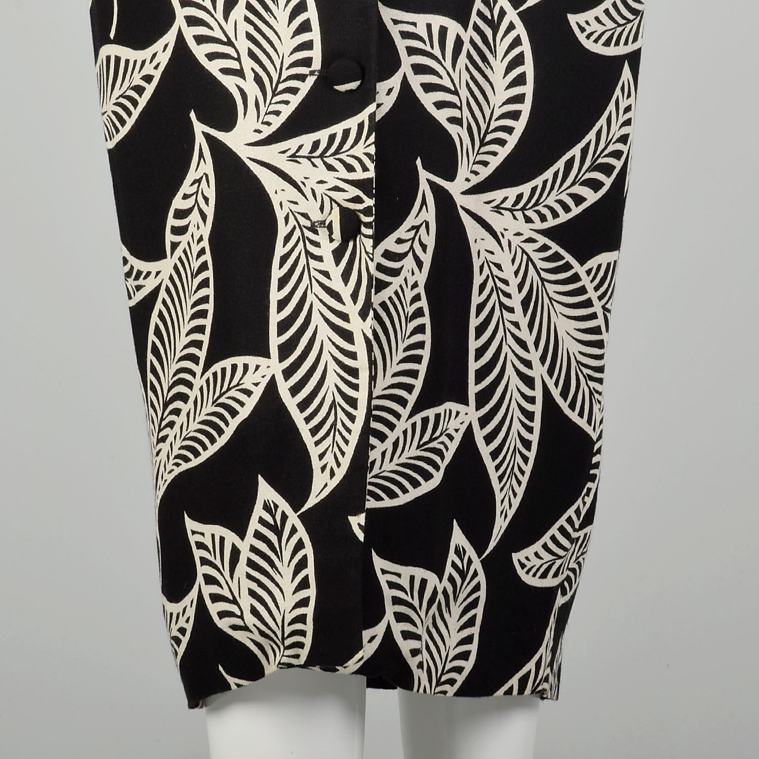Medium 1990s Tropical Print Black Dress Casual Sleeveless