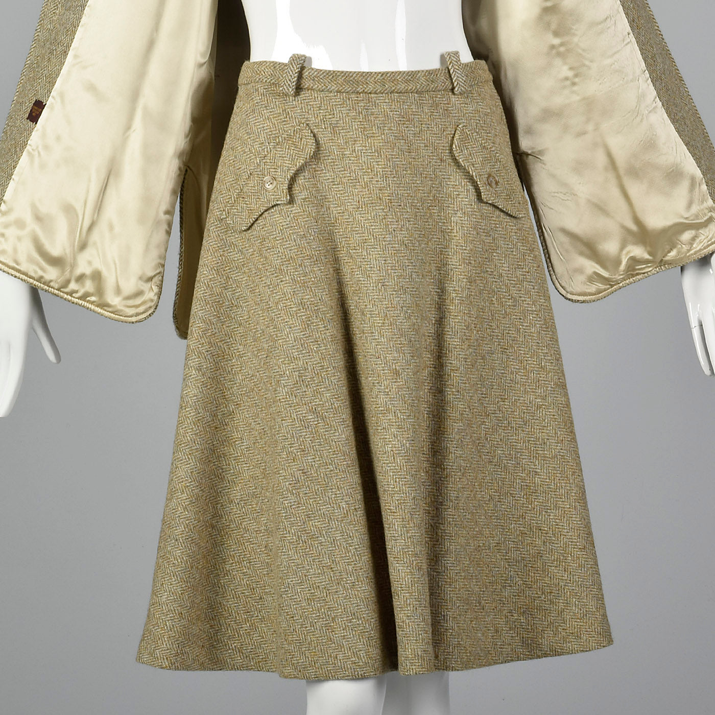1970s Anne Klein Tweed Safari Style Suit
