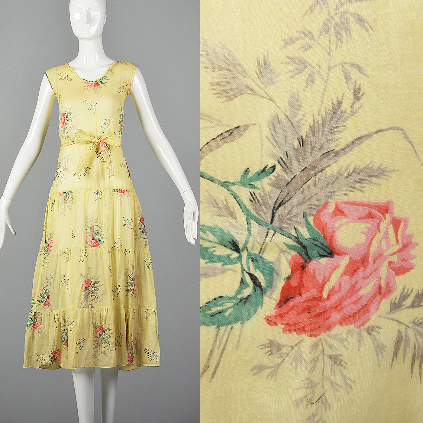 1930s Sheer Yellow Day Dress