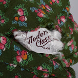 1940s Green Day Dress with Pink Floral Print