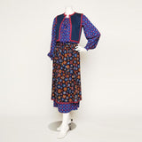 1976 Yves Saint Laurent Rive Gauche Russian Collection Blue Wool Dress
