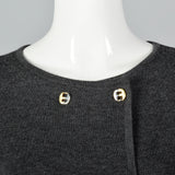 1980s Ferragamo Gray Sweater Dress with Signature Buttons