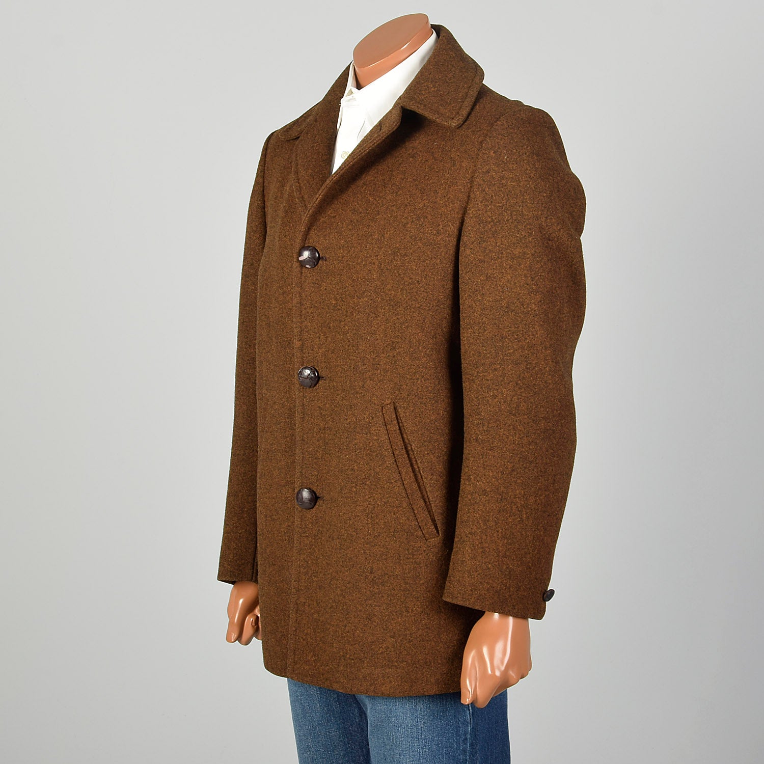 Medium 1960s Mens Pendleton Winter Coat Rust Brown Wool Jacket Style Salvage