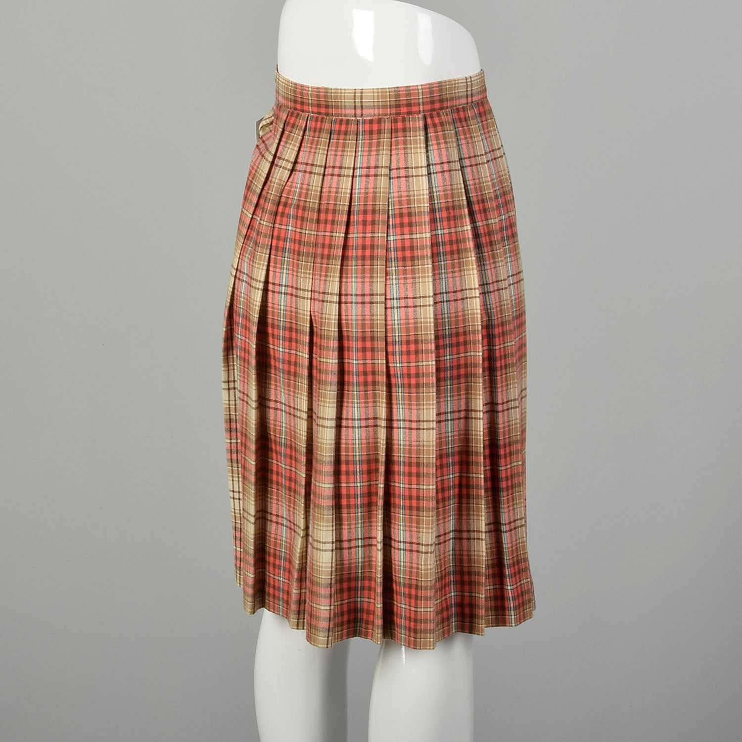 XS 1950s Skirt Plaid Pleated Autumn School Girl Uniform Light Academia