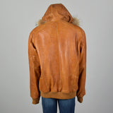XXL Mens Pelle Pelle Tan Leather Hooded Jacket