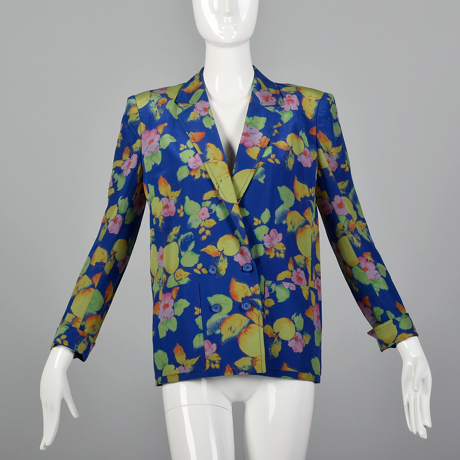 1980s Jean Louis Scherrer Boutique Numbered Silk Floral blazer