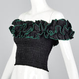 1990s Lolita Lempika Off Shoulder Smocked Crop Top