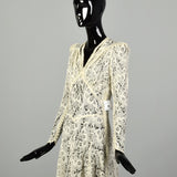 Small 1930s Wedding Dress Lace Sheer Formal Long Sleeve Evening Bridal Gown
