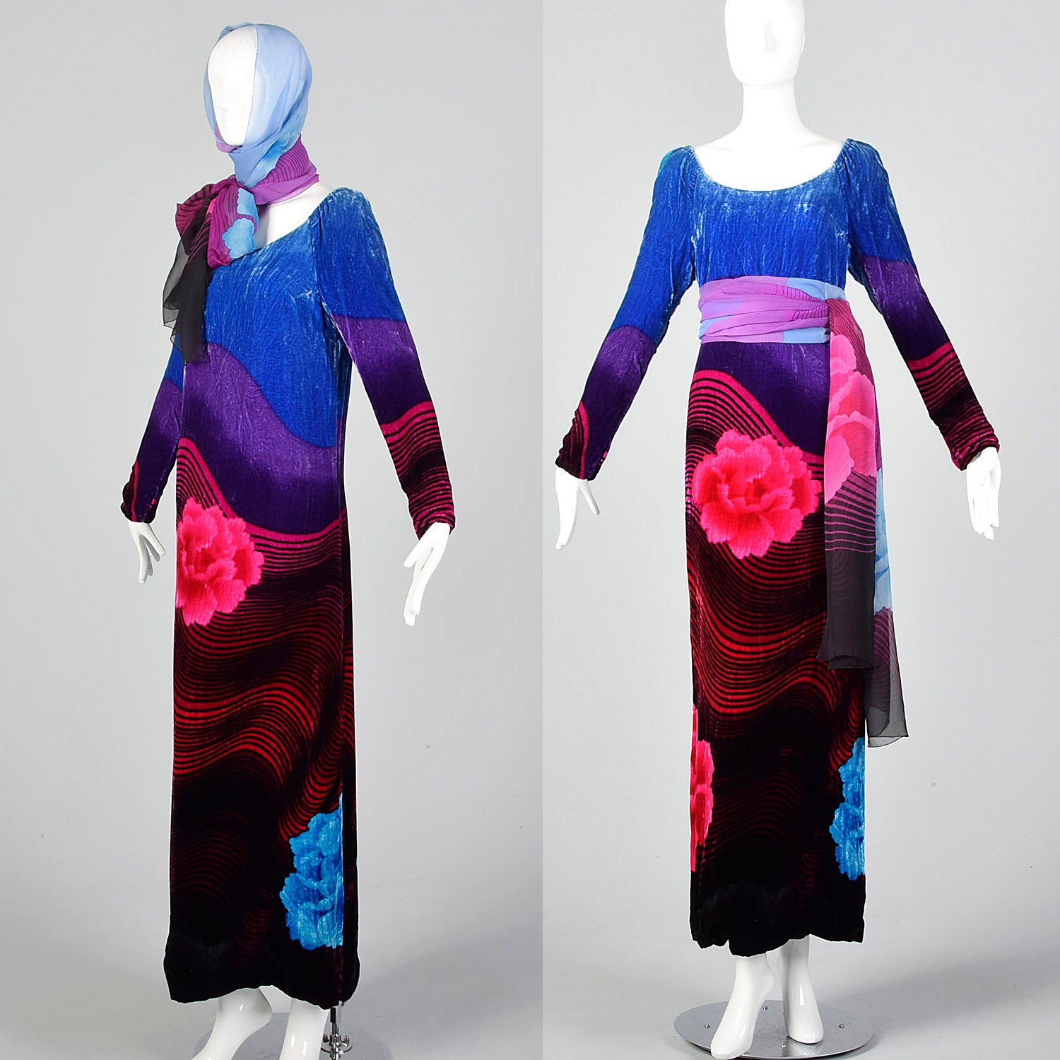 Small 1970s Velvet Maxi Tunic Dress