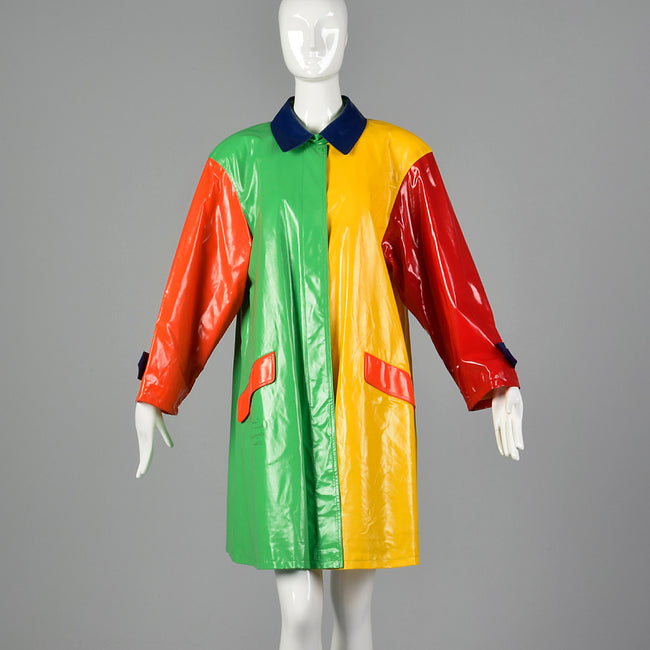 1980s Bill Blass Color Block Raincoat
