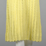 1960s Sheer Yellow Crochet Dress