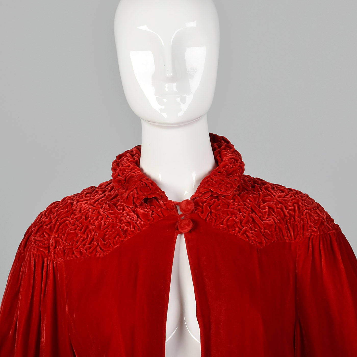 1940s Lightweight Red Velvet Swing Coat