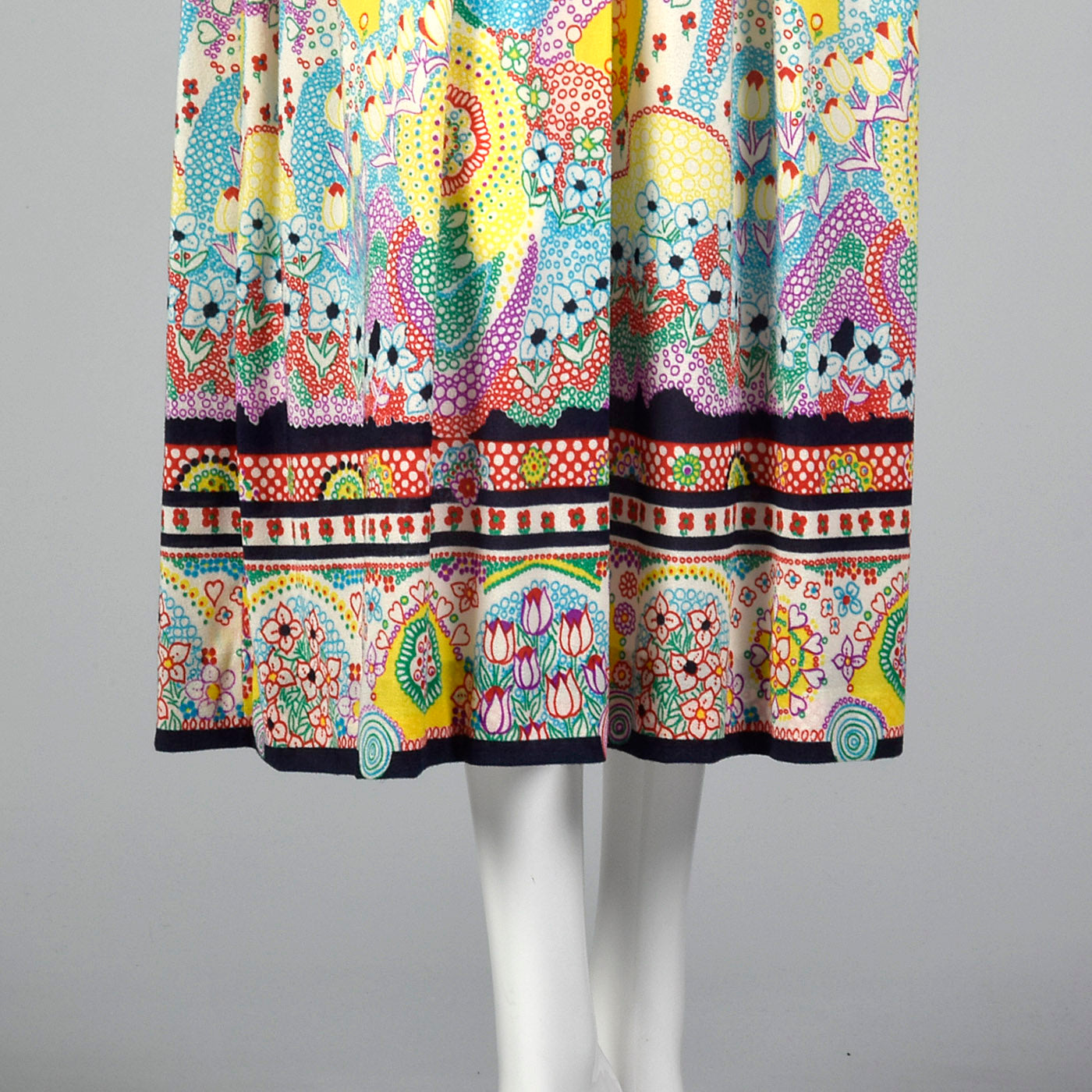 1970s Psychedelic Print Maxi Dress with Bell Sleeves