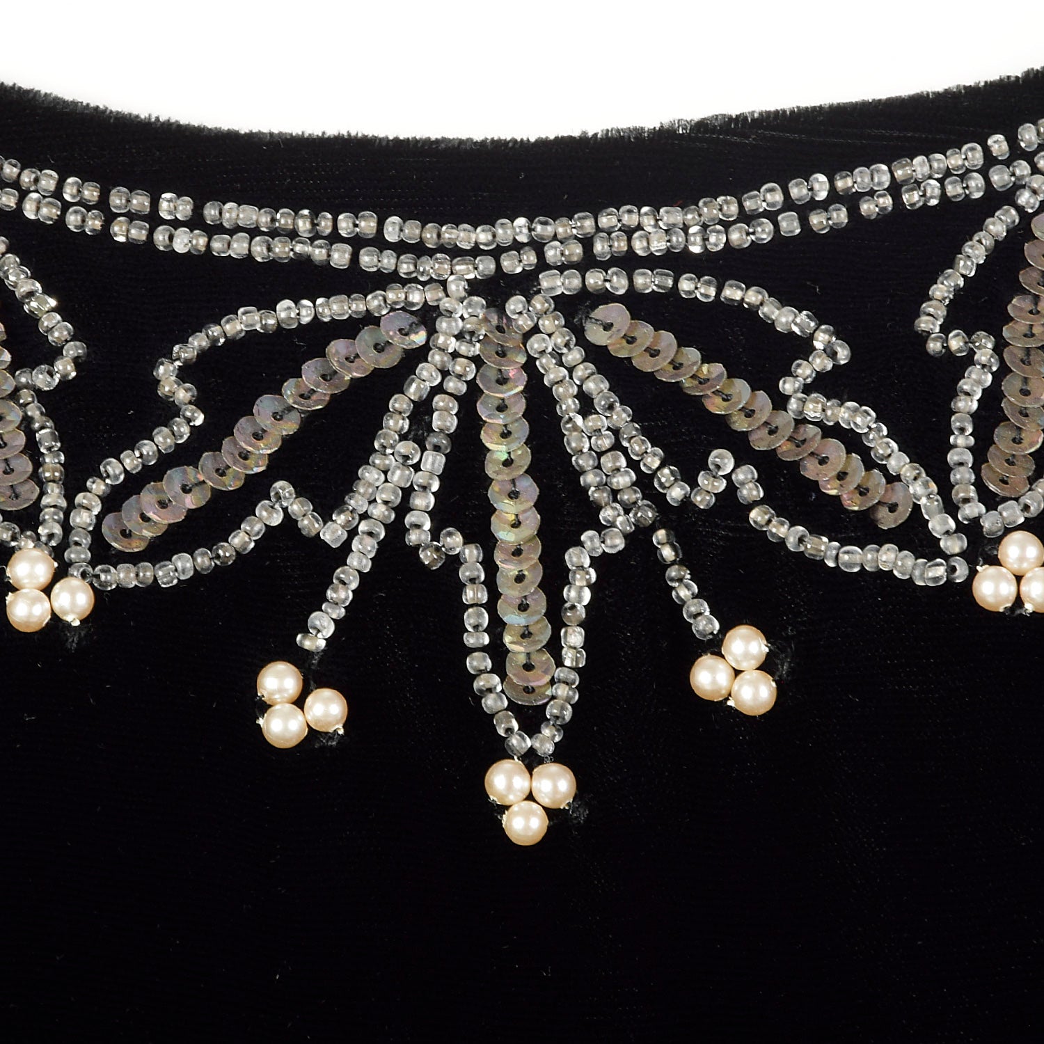 Medium 1950s Beaded Black Velvet Top