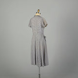 Large 1950s Blue & White Checked Fit & Flare Short Sleeve Lightweight Cotton Day Dress