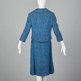 1960s Tweed Skirt Suit in Beautiful Blue