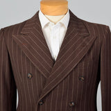 1940s Mens Brown Striped Jacket with Double Breasted Front