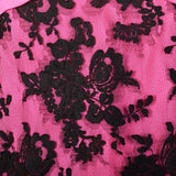 1980s Travilla Hot Pink and Black Lace Dress