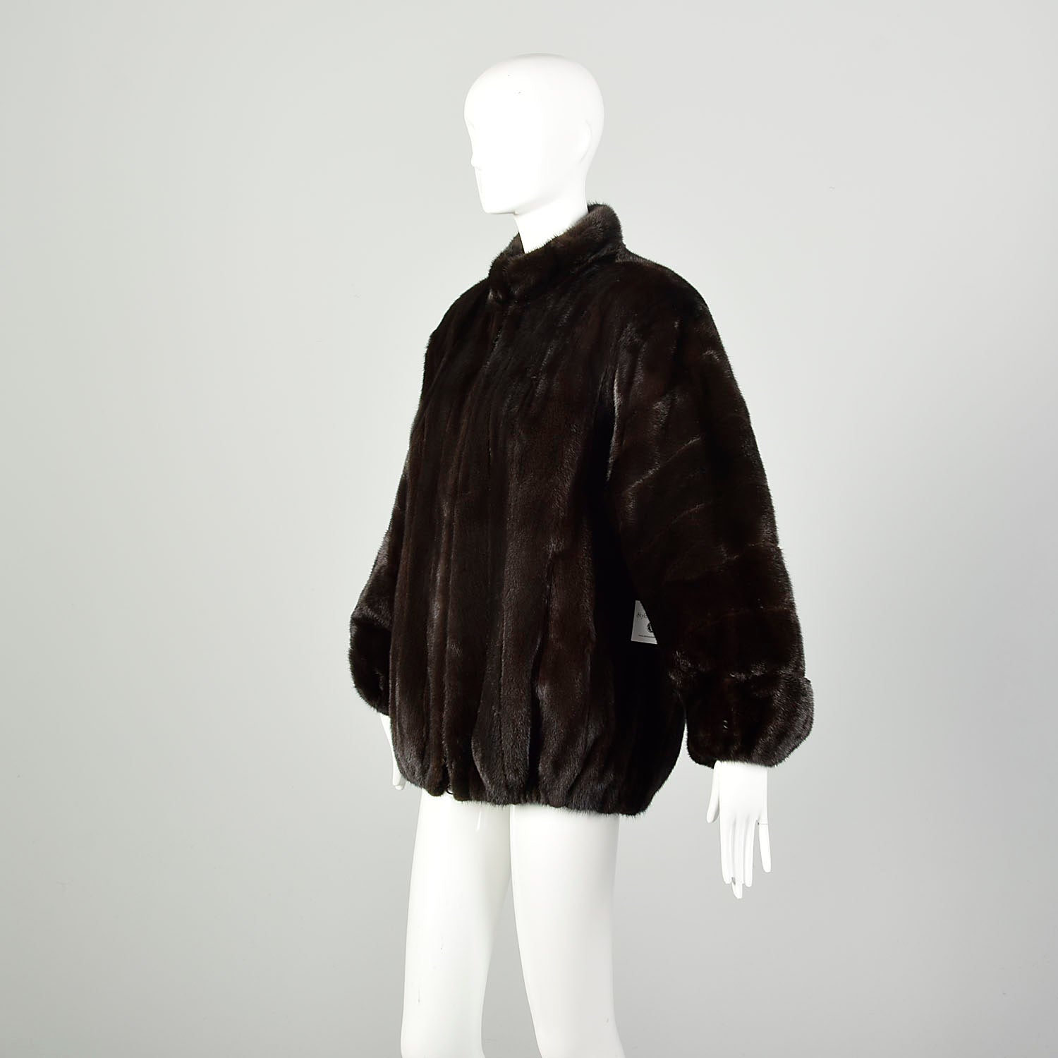Large 1980s Coat Blackgama Real Mink Fur Oversized Zip Front Bomber Jacket Winter
