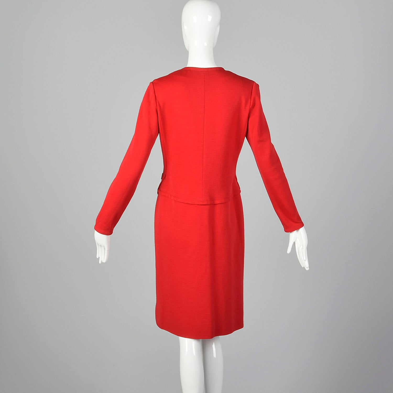 Small Bill Blass 1970s Red Wool Zip Front Dress