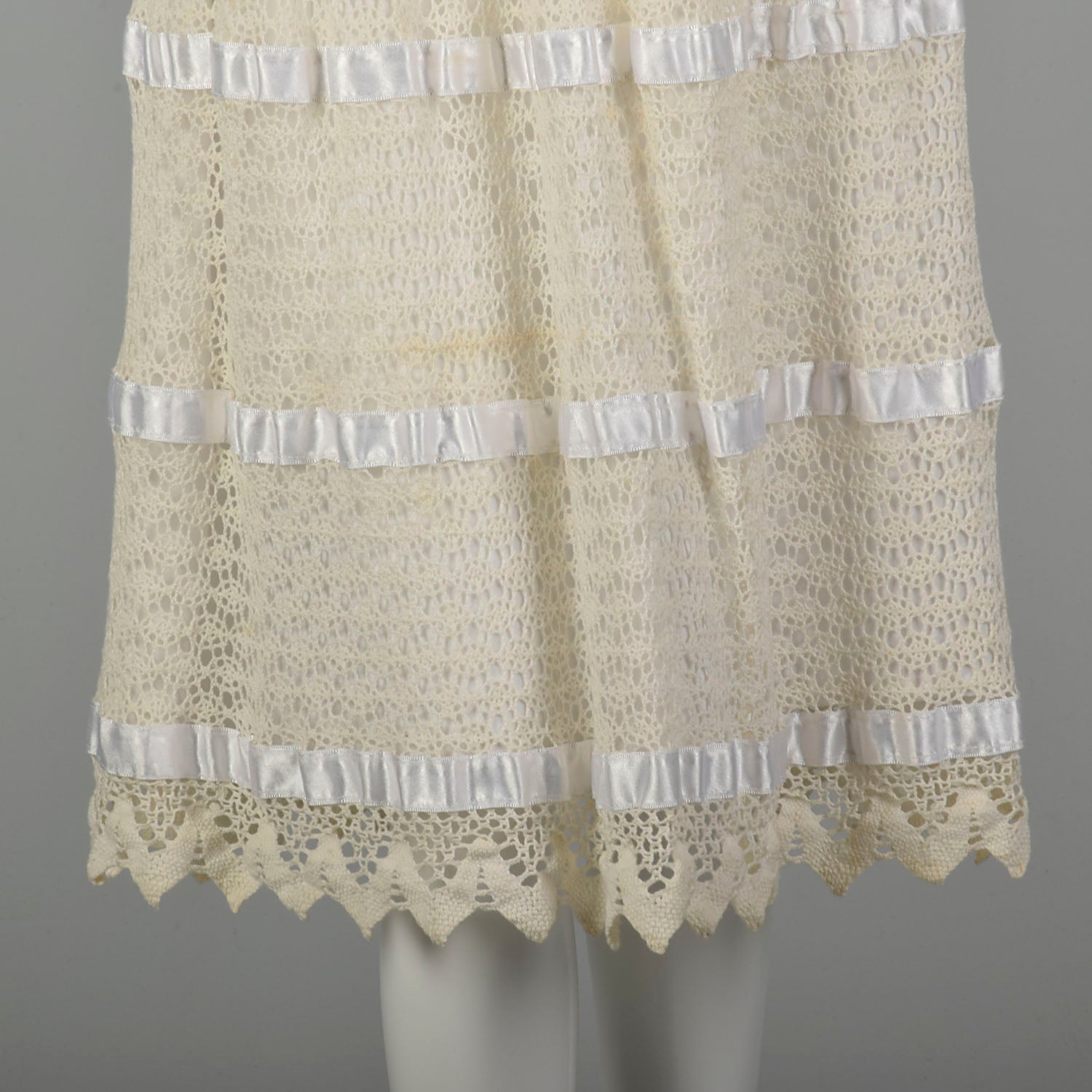 1970s Large Summer White Lace Off Shoulder Boho Dress