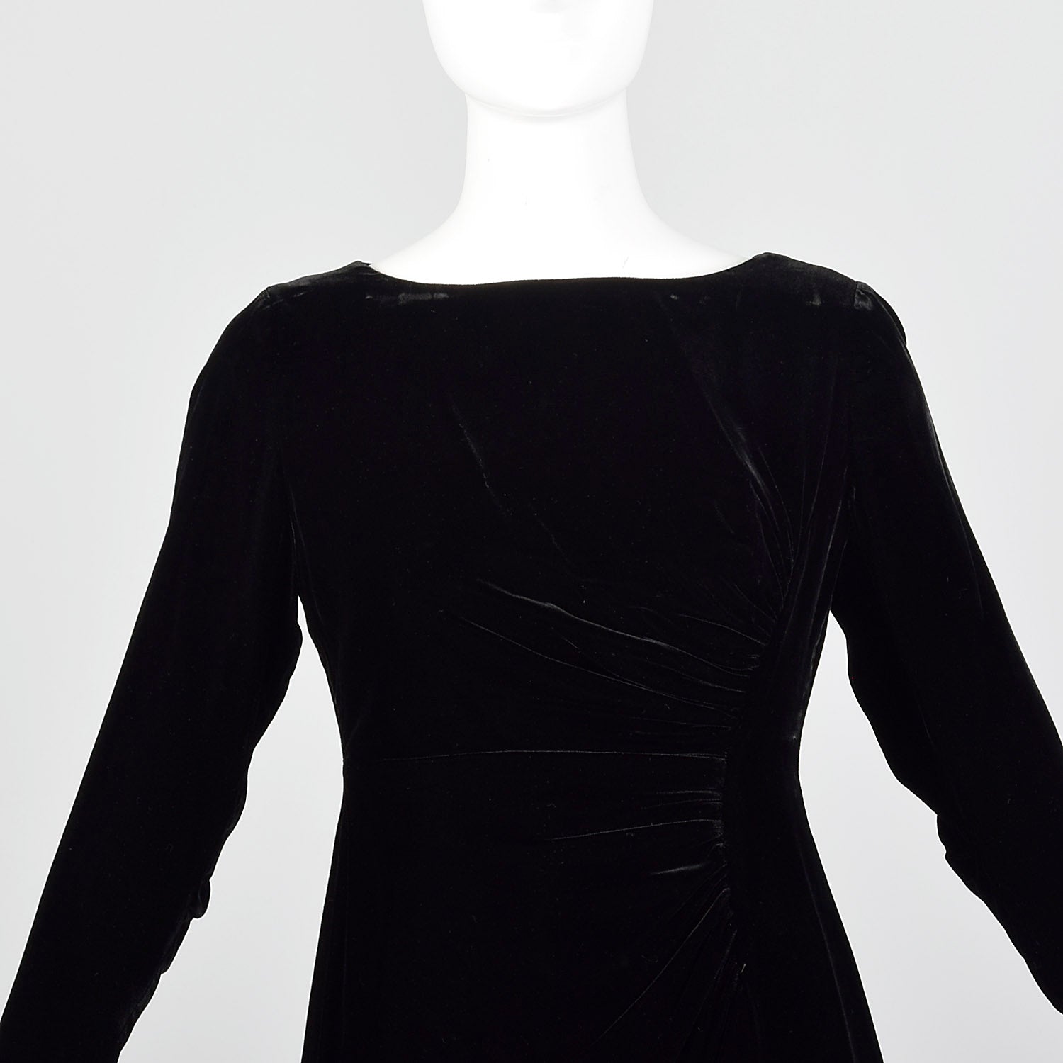 1960s Black Velvet Long Sleeve Dress