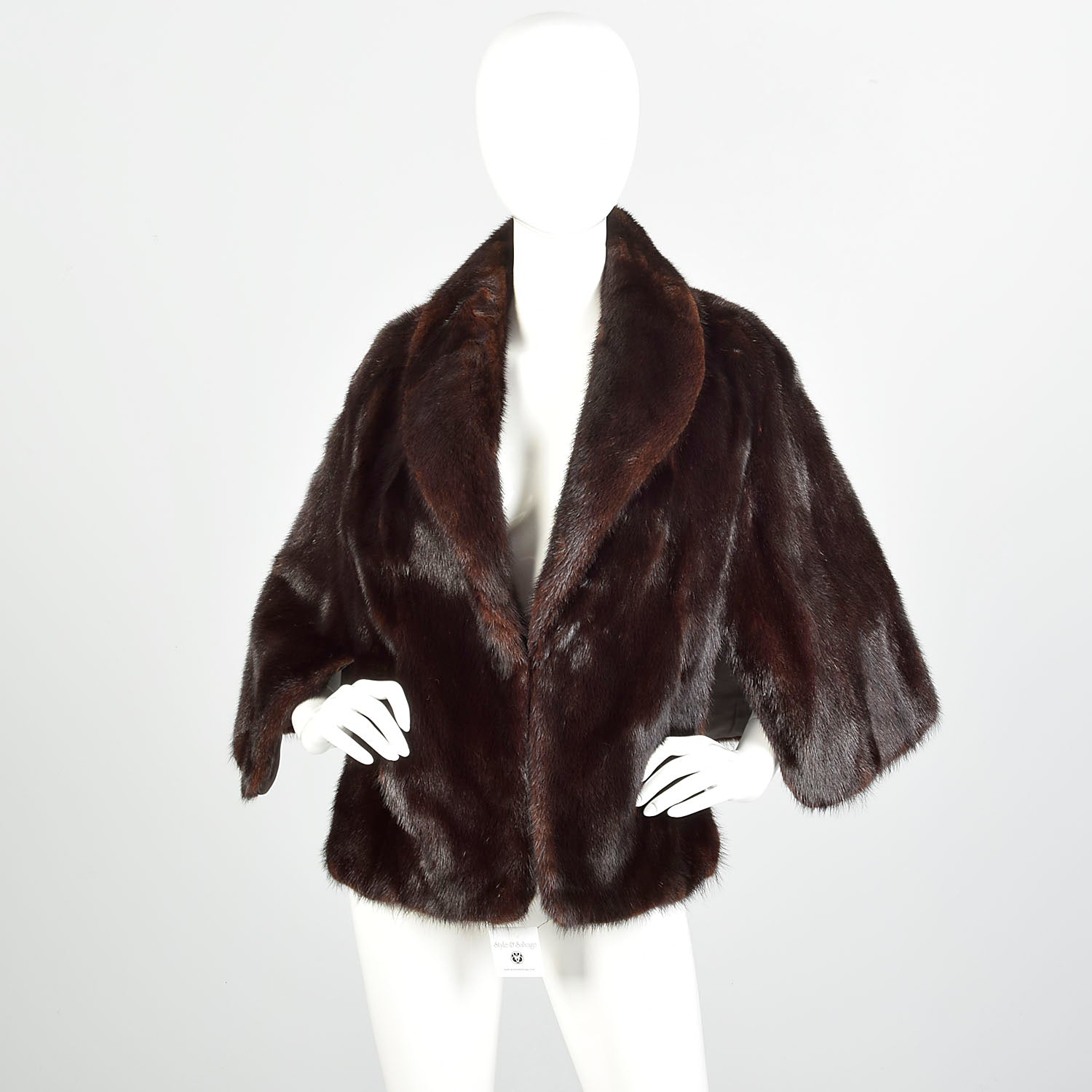 OSFM 1980s Mink Stole Natural Dark Ranch Real Fur Cape Glossy Supple Luxurious Wrap