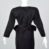 1980s Ungaro Solo Donna Black Peplum Suit
