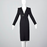 St John Long Sleeve Winter Dress with Plunging Neckline