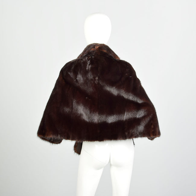 OSFM 1980s Mink Stole Natural Dark Ranch Real Fur Cape Glossy Supple Luxurious Wrap