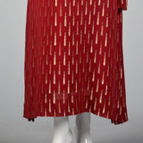 Adele Simpson Red Evening Dress with Golden Raindrops
