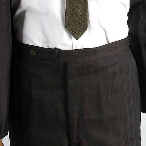 1960s Mens Black and Brown Stripe Sharkskin Suit