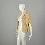 OSFM 1950s Blonde Mink Fur Cape Shawl Collar Stole Warm Winter Wrap