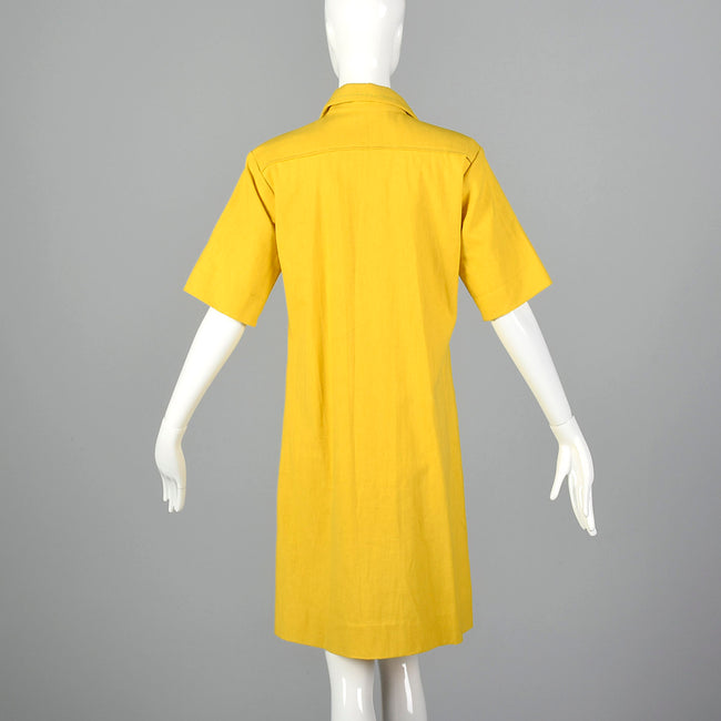 1960s Yellow Dress with Green Topstitch