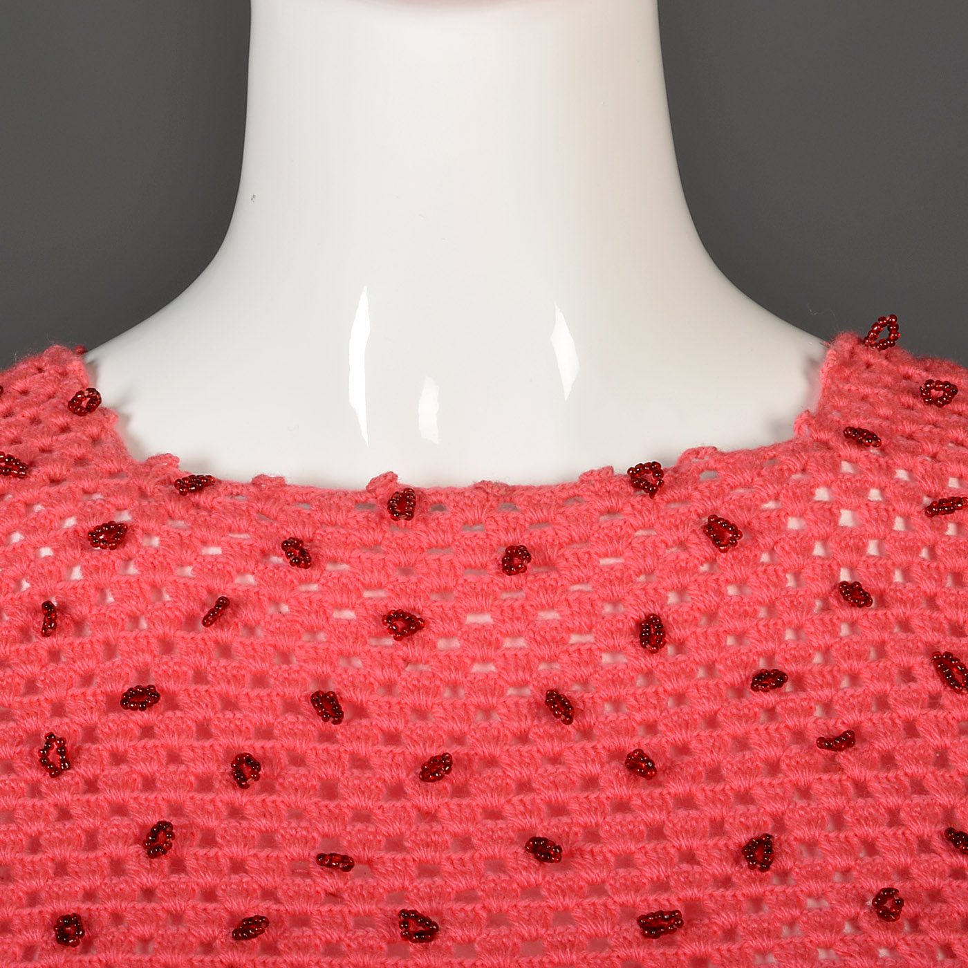 1950s Pink Crochet Dress