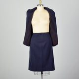 XXL 1950s Navy Gabardine Skirt Suit