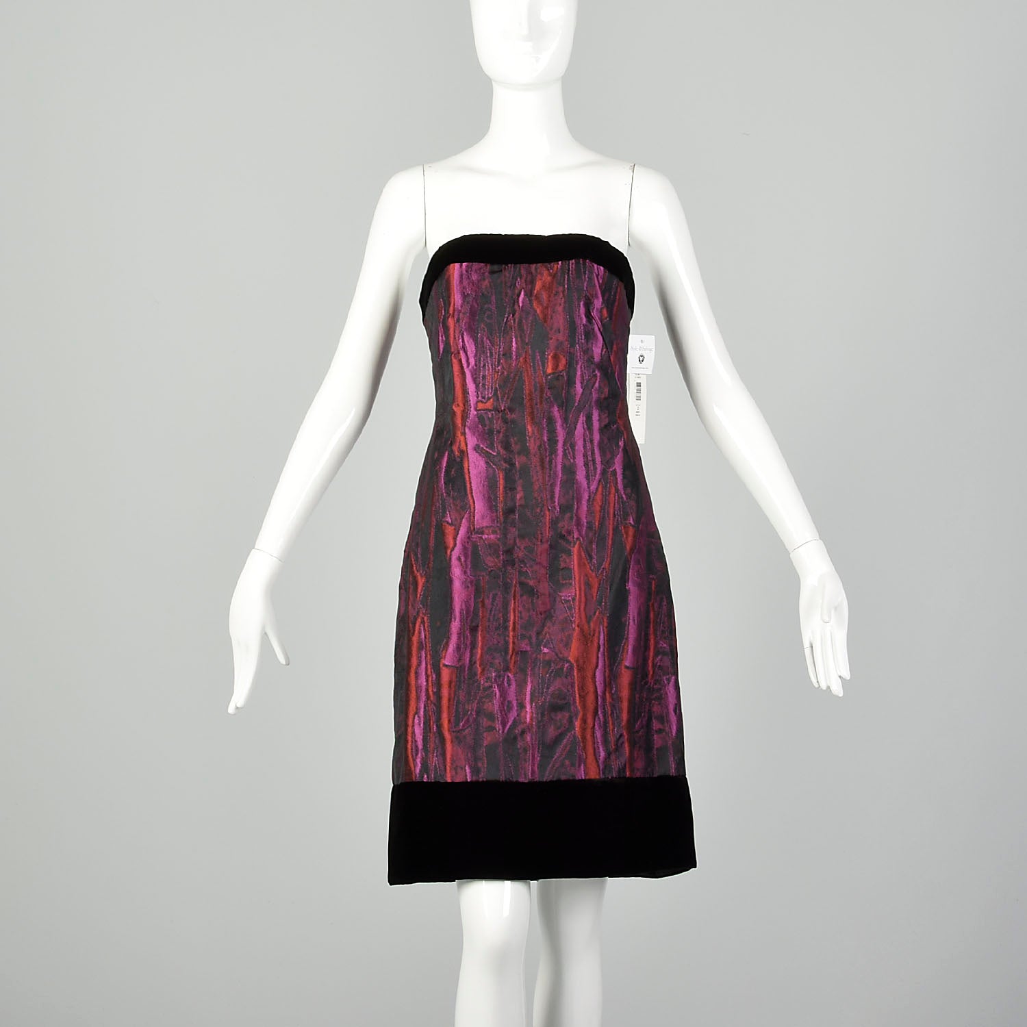 Badgley Mischka Strapless Party Dress Purple Black Red Velvet Shift NWT
