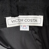 1980s Victor Costa Black Petal Skirt Dress