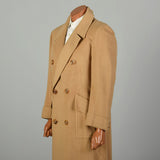 Large 1970s Coat Double Breasted Tan Winter Overcoat