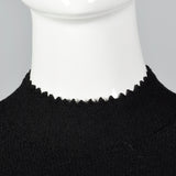 1980s Adolfo Black Knit Dress with Bishop Sleeves