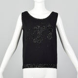1960s Black Sleeveless Sweater with Beading