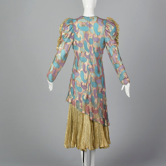 1980s Judy Hornby Couture Silk Evening Dress