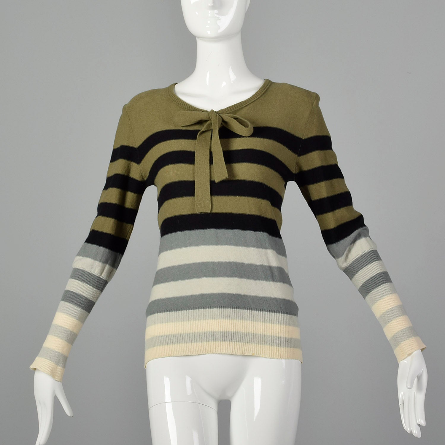 Sonia Rykiel 1990s Lightweight Green Stripe Sweater