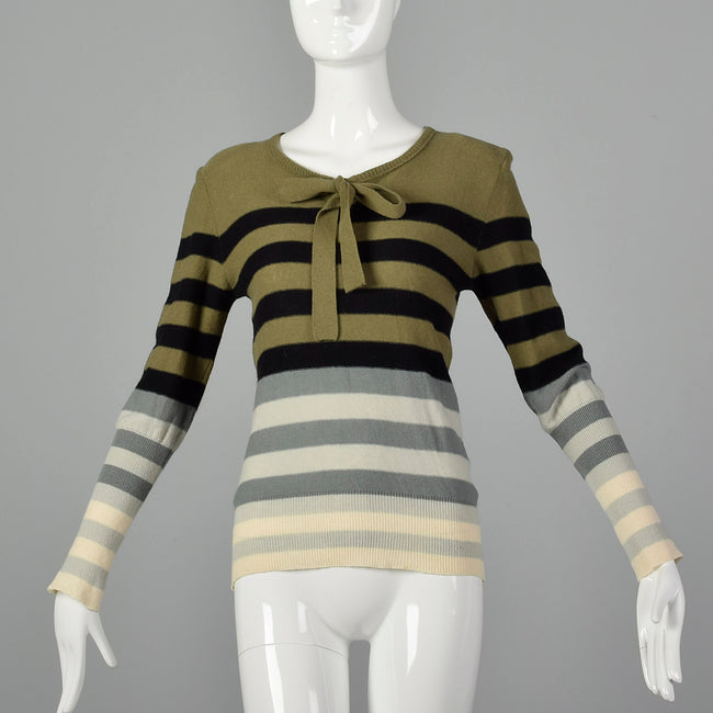 Sonia Rykiel 1990s Lightweight Green Stripe Sweater